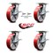 Service Caster 8 Inch Poly on Cast Iron Caster Set with Roller Bearing 4 Brake 2 Swivel Lock SCC-35S820-PUR-RS-SLB-BSL-2-SLB-2 - alternate 3